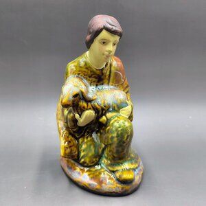 Vintage Avon 2011 Nativity Shepherd Boy w Lamb Flock Figurine - Glazed Ceramic